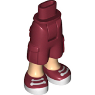 dark red mini doll hips and trousers cropped large pockets light nougat legs and dark red sneakers pattern - thick hinge