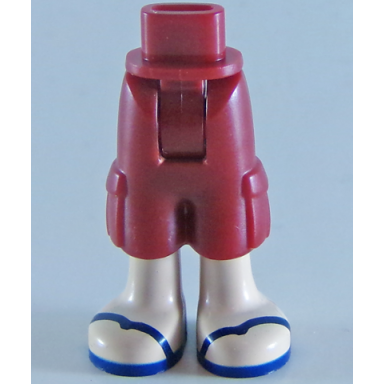 dark red mini doll hips and trousers cropped large pockets light nougat legs and dark blue sandals pattern - thick hinge