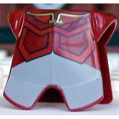 dark red minifigure armor breastplate with leg protection with avatar prince zuko pattern