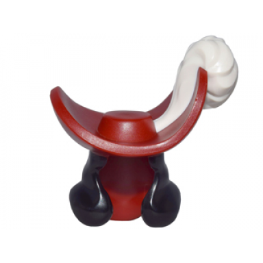 dark red minifigure hair combo hair with hat long black hair over shoulders large wide brim hat with white plume pattern