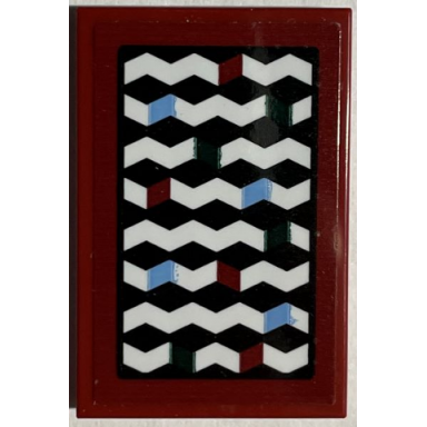 dark red tile 2 x 3 with black blanket with white zigzag stripes dark red and medium blue diamonds pattern sticker - set 76408
