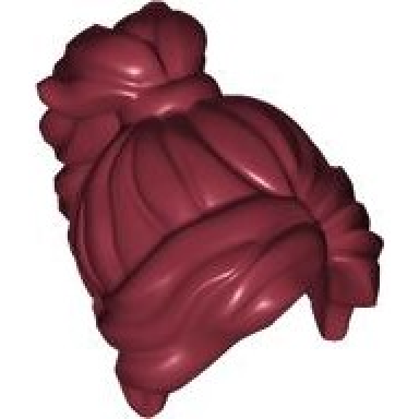dark red minifigure hair female long wavy with ponytail