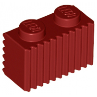 dark red brick modified 1 x 2 with grille fluted profile