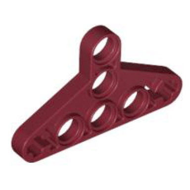 dark red technic liftarm modified triangle thin 3 x 5 with full supports