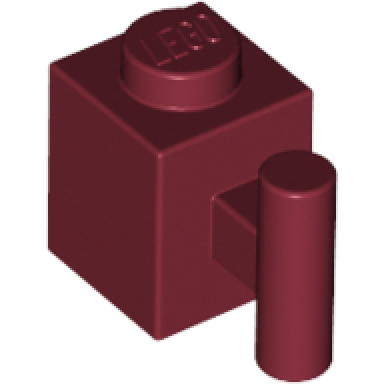 dark red brick modified 1 x 1 with bar handle