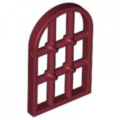 dark red pane for window 1 x 2 x 2 2 3 twisted bar with rounded top