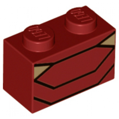 dark red brick 1 x 2 with black angled lines and 2 dark tan triangles pattern brickheadz iron man mk50 abdomen