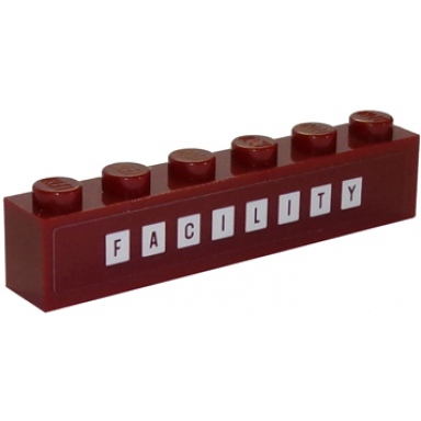 dark red brick 1 x 6 with facility on white squares pattern sticker - set 70910