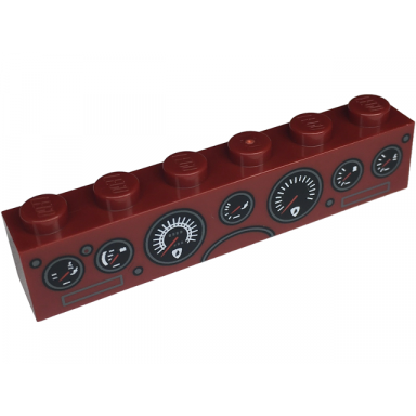 dark red brick 1 x 6 with lamborghini countach dashboard with speedometer gauges and odometer pattern