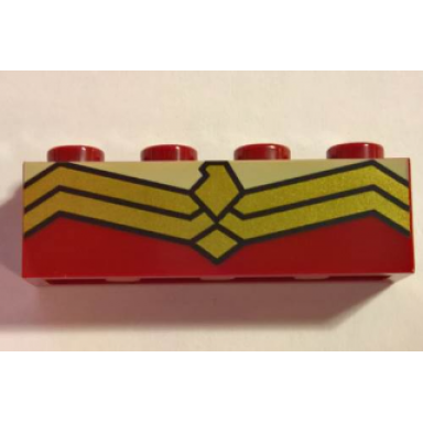 dark red brick 1 x 4 with gold double angular lines pattern