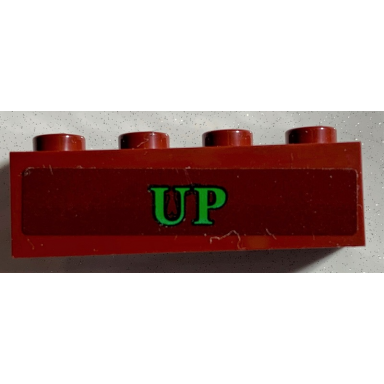 dark red brick 1 x 4 with green up pattern sticker - set 75978