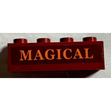 dark red brick 1 x 4 with orange magical pattern sticker - set 75978