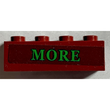 dark red brick 1 x 4 with green more pattern sticker - set 75978