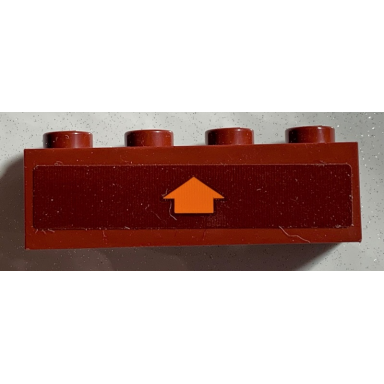 dark red brick 1 x 4 with orange arrow up pattern sticker - set 75978