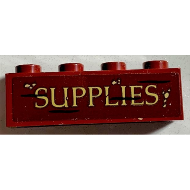 dark red brick 1 x 4 with supplies pattern sticker - set 75978