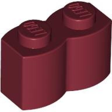 dark red brick modified 1 x 2 with log profile