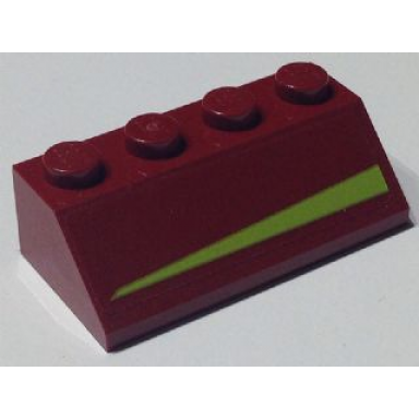 dark red slope 45 2 x 4 with lime triangle pattern model left side sticker - set 7751