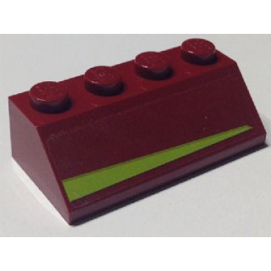 dark red slope 45 2 x 4 with lime triangle pattern model right side sticker - set 7751