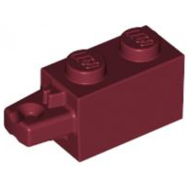 dark red hinge brick 1 x 2 locking with 1 finger horizontal end