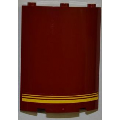 dark red cylinder quarter 4 x 4 x 6 with 3 yellow stripes pattern sticker - set 7637