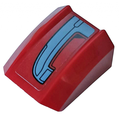 dark red slope curved 2 x 2 lip with dark bluish gray armor plate pattern model left side sticker - set 76104