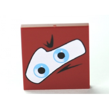 dark red tile 2 x 2 with blue eyes on white background pattern