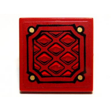 dark red tile 2 x 2 with diamond sheet metal pattern sticker - set 9448