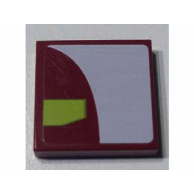 dark red tile 2 x 2 with white and lime panels on dark red background pattern model left side sticker - set 7751