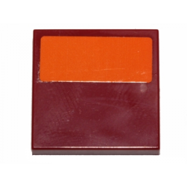 dark red tile 2 x 2 with orange stripe pattern sticker - set 75141