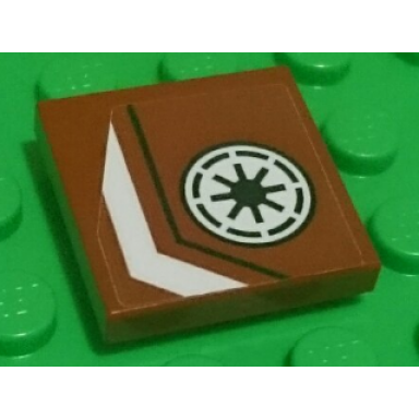 dark red tile 2 x 2 with sw republic logo and white and black stripes bent pattern model left side sticker - set 75182