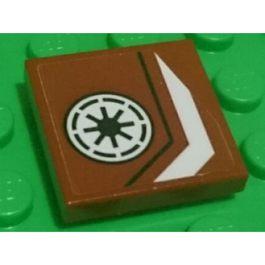 dark red tile 2 x 2 with sw republic logo and white and black stripes bent pattern model right side sticker - set 75182
