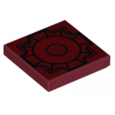 dark red tile 2 x 2 with lines and wheel with star in the middle pattern mother box top