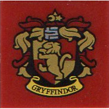 dark red tile 2 x 2 with hp gryffindor house crest pattern