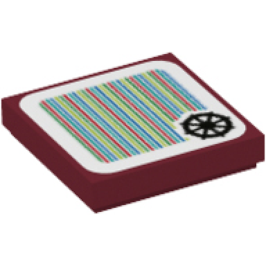 dark red tile 2 x 2 with super mario scanner code bowsers airship wheel pattern sticker - set 71391