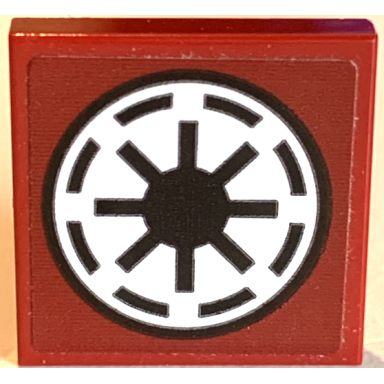 dark red tile 2 x 2 with sw imperial logo pattern sticker - set 75333