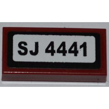 dark red tile 1 x 2 with sj 4441 pattern sticker - set 4441