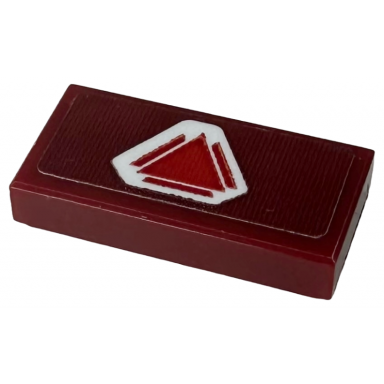 dark red tile 1 x 2 with red triangle and lines on white hexagon pattern sticker - set 75275