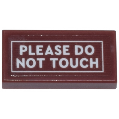 dark red tile 1 x 2 with white please do not touch and rectangle outline pattern sticker - set 21341