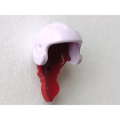 dark red mini doll hair combo hair with hat ponytail with molded lavender ski helmet pattern