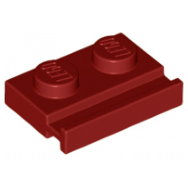 dark red plate modified 1 x 2 with door rail