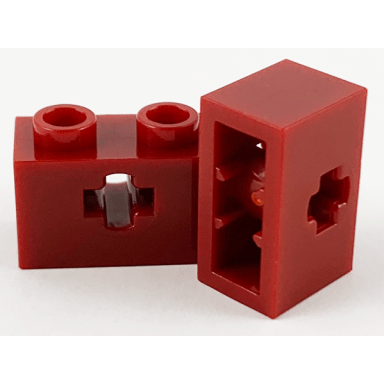 dark red technic brick 1 x 2 with axle hole and inside side supports