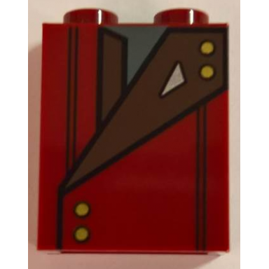 dark red brick 1 x 2 x 2 with inside stud holder with black outlined open jacket with dark brown lapels and gold buttons pattern brickheadz star-lord torso