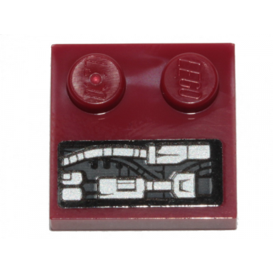 dark red tile modified 2 x 2 with studs on edge with sw landspeeder pipes and circuitry pattern sticker - set 75271