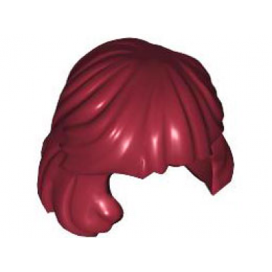 dark red minifigure hair female mid-length combed behind ear