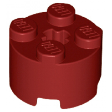 dark red brick round 2 x 2 with axle hole