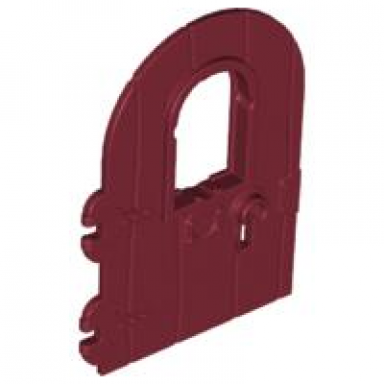 dark red door 1 x 4 x 6 round top with window and keyhole nonreinforced edge