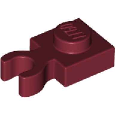dark red plate modified 1 x 1 with open o clip thick vertical grip
