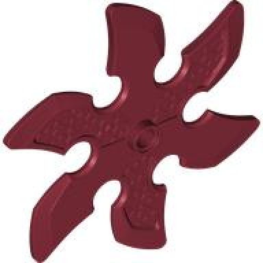 dark red technic circular saw blade with pin hole and six teeth large shuriken throwing star