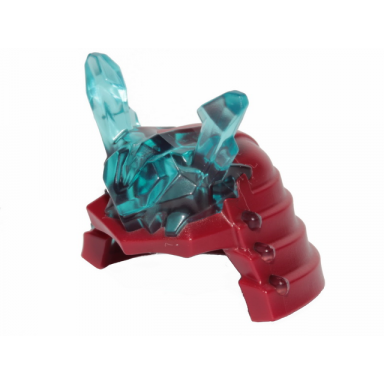 dark red minifigure headgear helmet ninja ninjago samurai with molded trans-light blue crystal horns pattern
