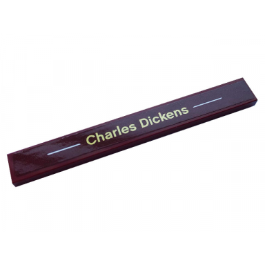 dark red tile 1 x 8 with white lines and gold charles dickens pattern sticker - set 40410